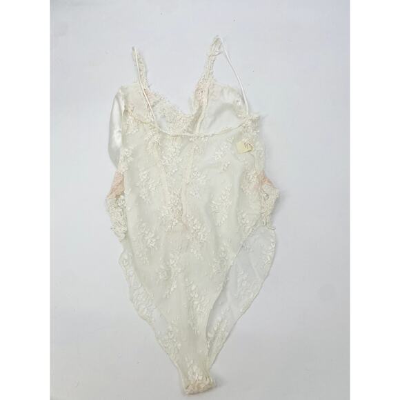 Victoria Secret Vintage white M satin floral embroidered lace bodysuit - Picture 3 of 6